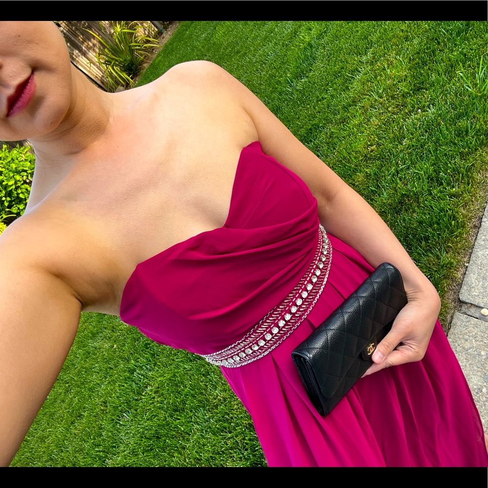 🔥TFNC Strapless Maxi Dress in Burgundy color Size 4
